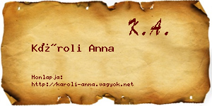 Károli Anna névjegykártya