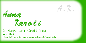 anna karoli business card